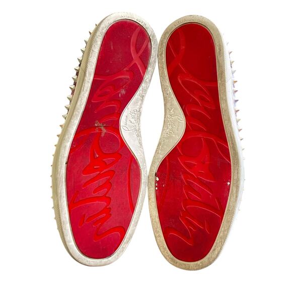 Christian Louboutin Lurex Lips Spiked Pik Boat Sneakers Size 37 US Womens 7 - Picture 6 of 8